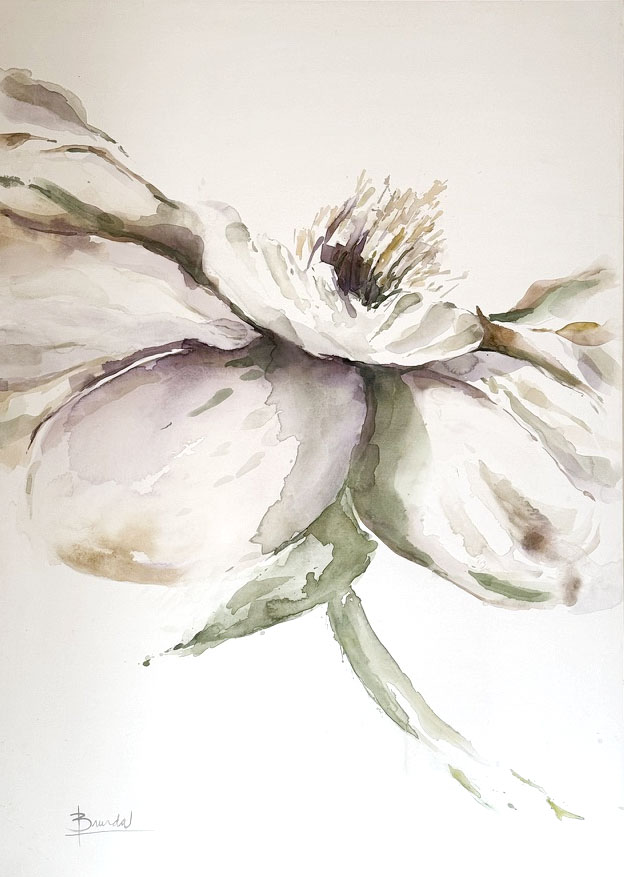 Expansive floral watercolour in warm tones — Expansión by Brenda Rodríguez