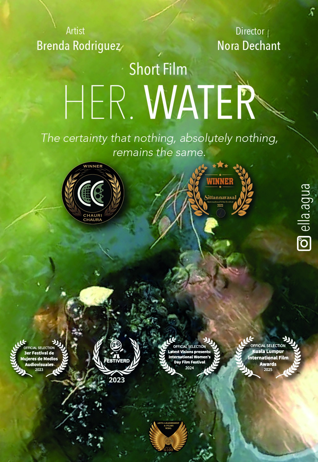 Poster for the short film Her. Water — artist Brenda Rodríguez, director Nora Dechant